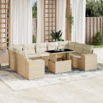vidaXL Set canapele de grădină cu perne, 10 piese, bej, poliratan