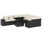 vidaXL Set canapele de grădină cu perne, 10 piese, negru, poliratan