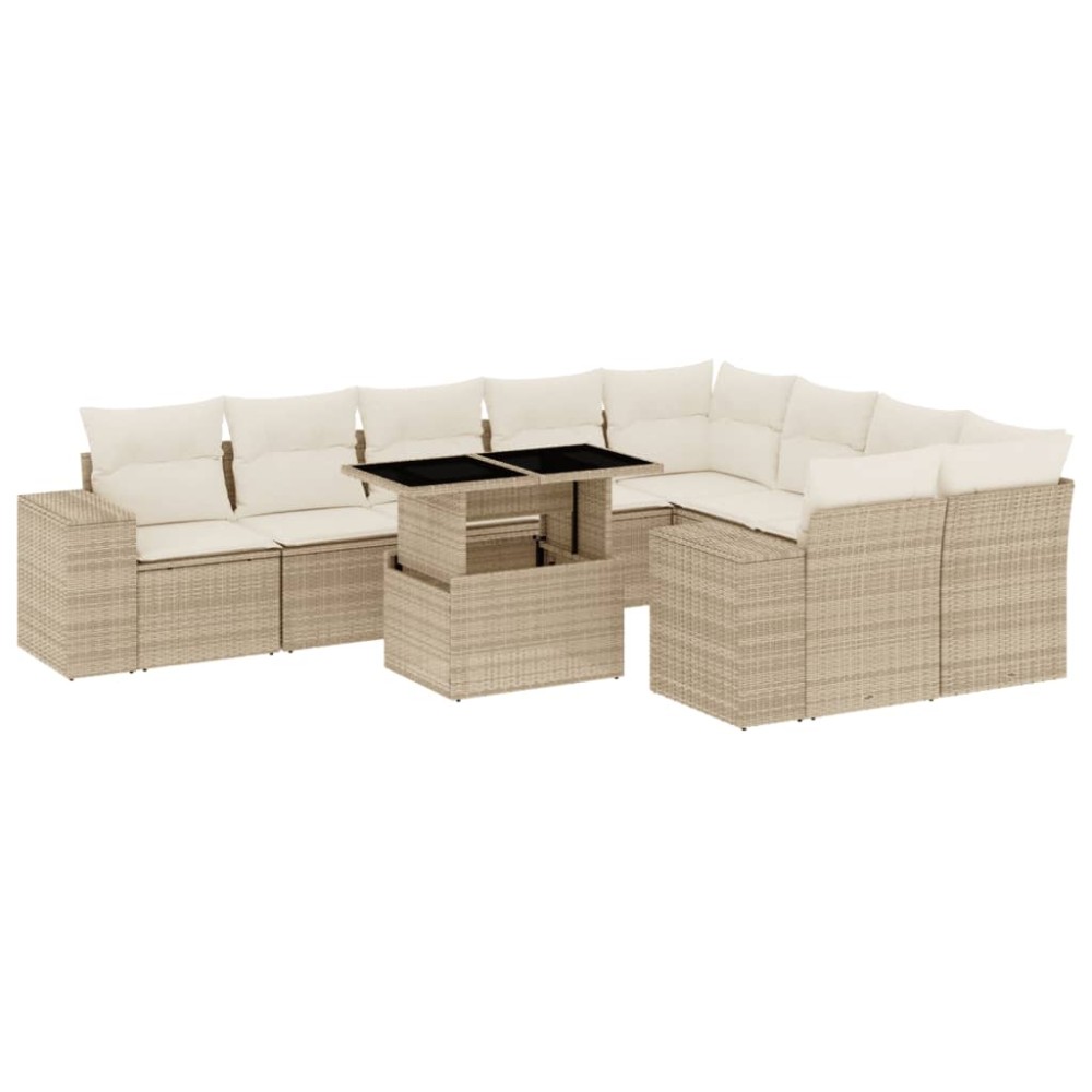 vidaXL Set canapele de grădină cu perne, 10 piese, bej, poliratan