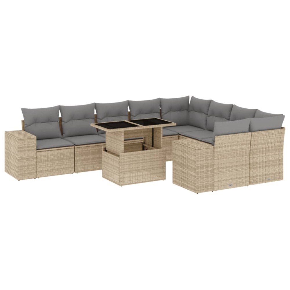 vidaXL Set canapele de grădină cu perne, 10 piese, bej, poliratan