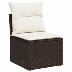 vidaXL Set canapele de grădină cu perne, 10 piese, maro, poliratan