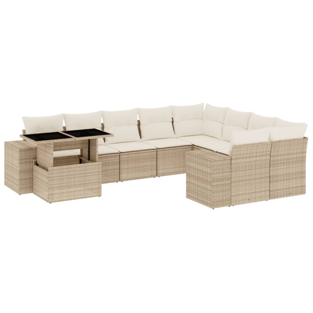 vidaXL Set canapele de grădină cu perne, 10 piese, bej, poliratan