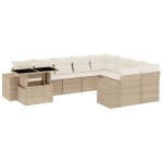 vidaXL Set canapele de grădină cu perne, 10 piese, bej, poliratan