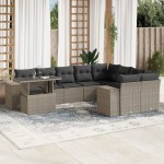 vidaXL Set canapele de grădină cu perne 10 piese gri deschis poliratan vidaXL Set canapele de grădină cu perne 10 piese gri deschis poliratan