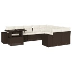vidaXL Set canapele de grădină cu perne, 10 piese, maro, poliratan
