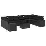 vidaXL Set canapele de grădină cu perne, 11 piese, negru, poliratan vidaXL Set canapele de grădină cu perne, 11 piese, negru, poliratan