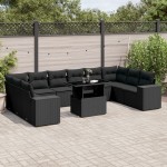 vidaXL Set canapele de grădină cu perne, 11 piese, negru, poliratan vidaXL Set canapele de grădină cu perne, 11 piese, negru, poliratan