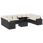vidaXL Set canapele de grădină cu perne, 11 piese, negru, poliratan vidaXL Set canapele de grădină cu perne, 11 piese, negru, poliratan