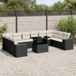 vidaXL Set canapele de grădină cu perne, 11 piese, negru, poliratan vidaXL Set canapele de grădină cu perne, 11 piese, negru, poliratan
