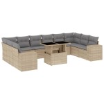 vidaXL Set canapele de grădină cu perne, 11 piese, bej, poliratan vidaXL Set canapele de grădină cu perne, 11 piese, bej, poliratan