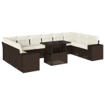 vidaXL Set canapele de grădină cu perne, 11 piese, maro, poliratan vidaXL Set canapele de grădină cu perne, 11 piese, maro, poliratan