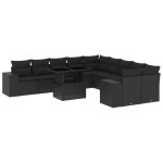 vidaXL Set canapele de grădină cu perne, 11 piese, negru, poliratan vidaXL Set canapele de grădină cu perne, 11 piese, negru, poliratan