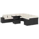 vidaXL Set canapele de grădină cu perne, 11 piese, negru, poliratan vidaXL Set canapele de grădină cu perne, 11 piese, negru, poliratan