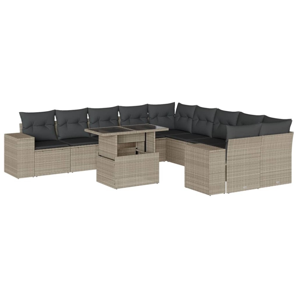 vidaXL Set canapele de grădină cu perne, 11 piese, gri, poliratan