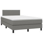 vidaXL Pat cu arcuri, saltea și LED, gri închis, 120x190 cm, textil