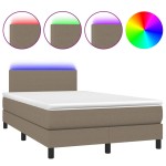 vidaXL Pat cu arcuri, saltea și LED, gri taupe, 120x190 cm, textil vidaXL Pat cu arcuri, saltea și LED, gri taupe, 120x190 cm, textil