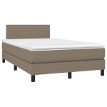 vidaXL Pat cu arcuri, saltea și LED, gri taupe, 120x190 cm, textil vidaXL Pat cu arcuri, saltea și LED, gri taupe, 120x190 cm, textil
