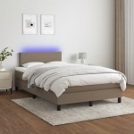 vidaXL Pat cu arcuri, saltea și LED, gri taupe, 120x190 cm, textil vidaXL Pat cu arcuri, saltea și LED, gri taupe, 120x190 cm, textil