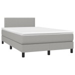vidaXL Pat cu arcuri, saltea și LED, gri deschis, 120x190 cm, textil