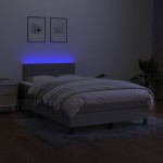 vidaXL Pat cu arcuri, saltea și LED, gri deschis, 120x190 cm, textil