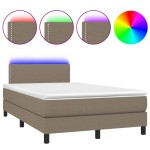 vidaXL Pat cu arcuri, saltea și LED, gri taupe, 120x190 cm, textil vidaXL Pat cu arcuri, saltea și LED, gri taupe, 120x190 cm, textil