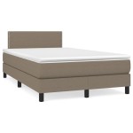 vidaXL Pat cu arcuri, saltea și LED, gri taupe, 120x190 cm, textil vidaXL Pat cu arcuri, saltea și LED, gri taupe, 120x190 cm, textil