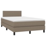 vidaXL Pat cu arcuri, saltea și LED, gri taupe, 120x190 cm, textil vidaXL Pat cu arcuri, saltea și LED, gri taupe, 120x190 cm, textil