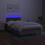 vidaXL Pat cu arcuri, saltea și LED, gri taupe, 120x190 cm, textil vidaXL Pat cu arcuri, saltea și LED, gri taupe, 120x190 cm, textil