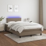 vidaXL Pat cu arcuri, saltea și LED, gri taupe, 120x190 cm, textil vidaXL Pat cu arcuri, saltea și LED, gri taupe, 120x190 cm, textil