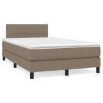 vidaXL Pat cu arcuri, saltea și LED, gri taupe, 120x190 cm, textil vidaXL Pat cu arcuri, saltea și LED, gri taupe, 120x190 cm, textil