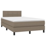 vidaXL Pat cu arcuri, saltea și LED, gri taupe, 120x190 cm, textil vidaXL Pat cu arcuri, saltea și LED, gri taupe, 120x190 cm, textil