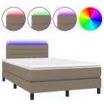 vidaXL Pat cu arcuri, saltea și LED, gri taupe, 120x190 cm, textil vidaXL Pat cu arcuri, saltea și LED, gri taupe, 120x190 cm, textil