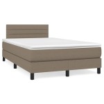 vidaXL Pat cu arcuri, saltea și LED, gri taupe, 120x190 cm, textil vidaXL Pat cu arcuri, saltea și LED, gri taupe, 120x190 cm, textil