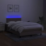 vidaXL Pat cu arcuri, saltea și LED, gri taupe, 120x190 cm, textil vidaXL Pat cu arcuri, saltea și LED, gri taupe, 120x190 cm, textil