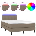 vidaXL Pat cu arcuri, saltea și LED, gri taupe, 120x190 cm, textil vidaXL Pat cu arcuri, saltea și LED, gri taupe, 120x190 cm, textil
