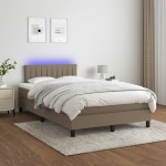 vidaXL Pat cu arcuri, saltea și LED, gri taupe, 120x190 cm, textil vidaXL Pat cu arcuri, saltea și LED, gri taupe, 120x190 cm, textil