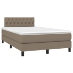 vidaXL Pat cu arcuri, saltea și LED, gri taupe, 120x190 cm, textil vidaXL Pat cu arcuri, saltea și LED, gri taupe, 120x190 cm, textil