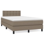 vidaXL Pat cu arcuri, saltea și LED, gri taupe, 120x190 cm, textil vidaXL Pat cu arcuri, saltea și LED, gri taupe, 120x190 cm, textil