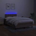 vidaXL Pat cu arcuri, saltea și LED, gri taupe, 120x190 cm, textil vidaXL Pat cu arcuri, saltea și LED, gri taupe, 120x190 cm, textil