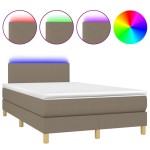 vidaXL Pat cu arcuri, saltea și LED, gri taupe, 120x190 cm, textil vidaXL Pat cu arcuri, saltea și LED, gri taupe, 120x190 cm, textil