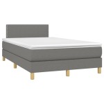 vidaXL Pat cu arcuri, saltea și LED, gri închis, 120x190 cm, textil