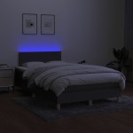 vidaXL Pat cu arcuri, saltea și LED, gri închis, 120x190 cm, textil