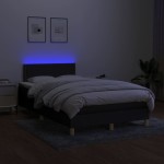 vidaXL Pat cu arcuri, saltea și LED, negru, 120x190 cm, textil