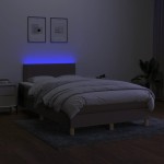 vidaXL Pat cu arcuri, saltea și LED, gri taupe, 120x190 cm, textil