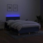 vidaXL Pat cu arcuri, saltea și LED, albastru, 120x190 cm, textil vidaXL Pat cu arcuri, saltea și LED, albastru, 120x190 cm, textil