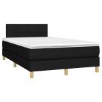 vidaXL Pat cu arcuri, saltea și LED, negru, 120x190 cm, textil