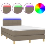 vidaXL Pat cu arcuri, saltea și LED, gri taupe, 120x190 cm, textil vidaXL Pat cu arcuri, saltea și LED, gri taupe, 120x190 cm, textil
