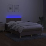 vidaXL Pat cu arcuri, saltea și LED, gri taupe, 120x190 cm, textil vidaXL Pat cu arcuri, saltea și LED, gri taupe, 120x190 cm, textil