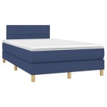 vidaXL Pat cu arcuri, saltea și LED, albastru, 120x190 cm, textil vidaXL Pat cu arcuri, saltea și LED, albastru, 120x190 cm, textil