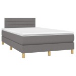 vidaXL Pat cu arcuri, saltea și LED, gri închis, 120x190 cm, textil